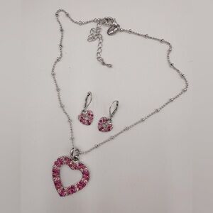 Cookie Lee Pink Heart Necklace & Earrings